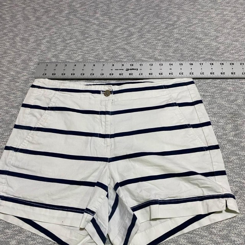Nautica white/navy striped cotton & elastane shorts women 8. SKU-B845
